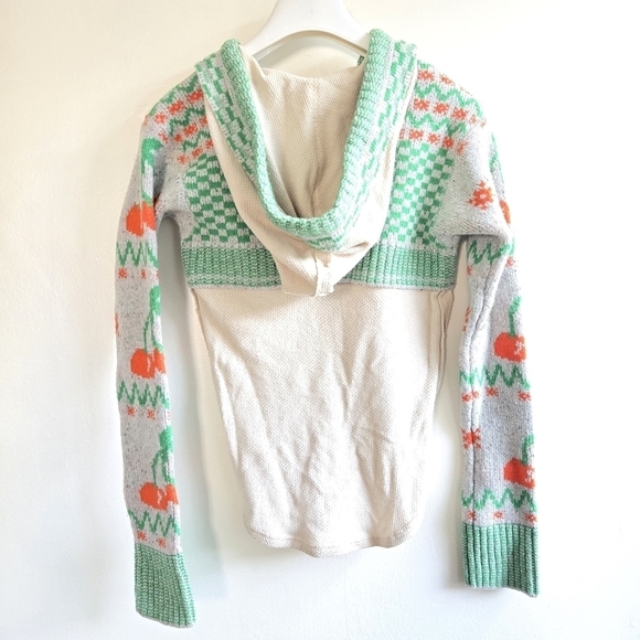 New Free People We The Free Cherry Cola Swit Cuff Oatmeal Combo Hoodie NWOT XS - Picture 7 of 10